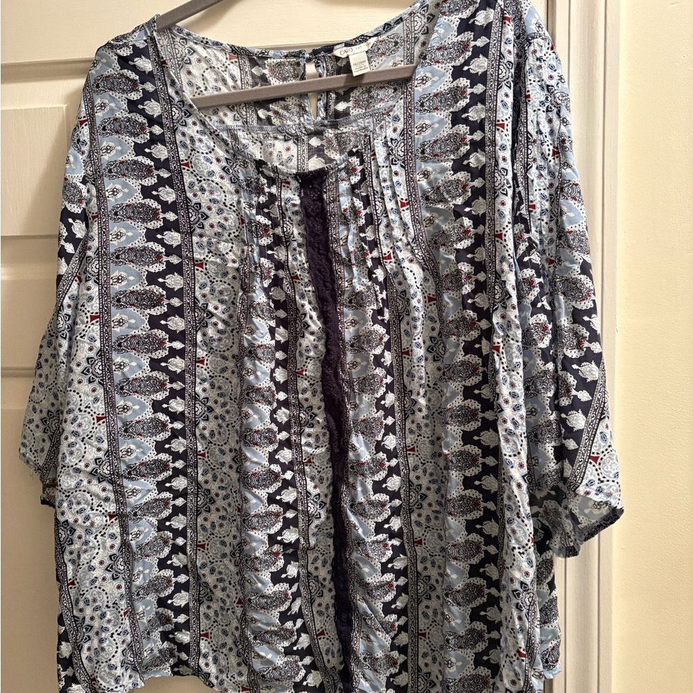 Cato Black and White 3/4 Sleeve Boxy Blouse